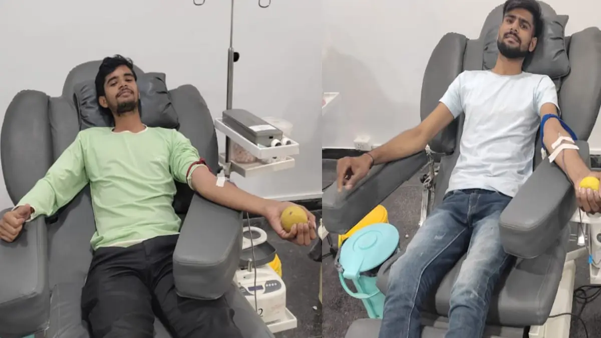 मुख्यमंत्री जन सेवा मित्रो ने उदयपुर जाकर किया रक्तदान