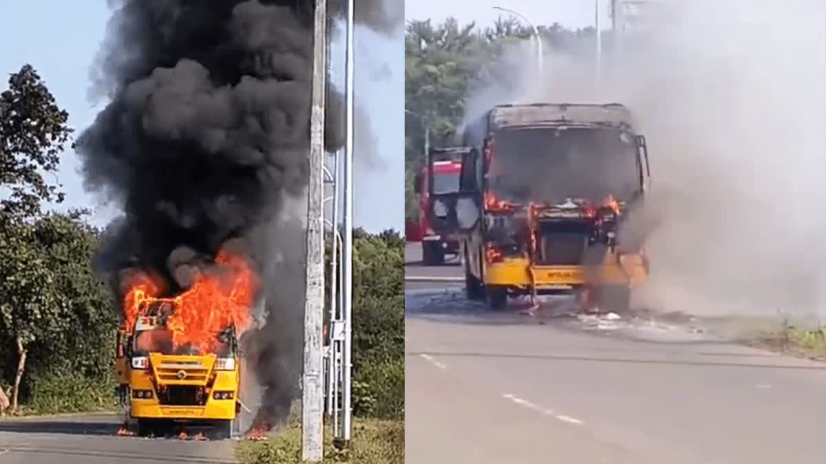जबलपुर में बच्चों से भरी बस में लगी भीषण