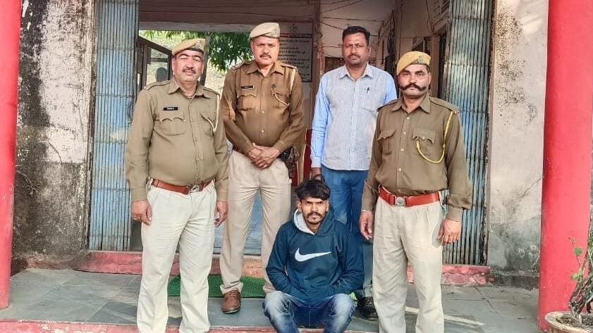 जेसीबी मशीन की चोरी करने वाले अभियुक्त को गिरफ्तार कर जेसीबी मशीन को किया जब्त