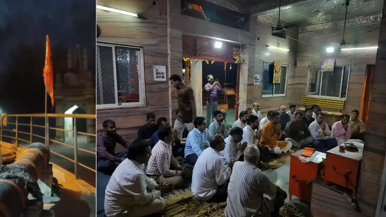 श्री न्यायपति तोपवाले बालाजी मंदिर पर चढ़ाई ध्वजा