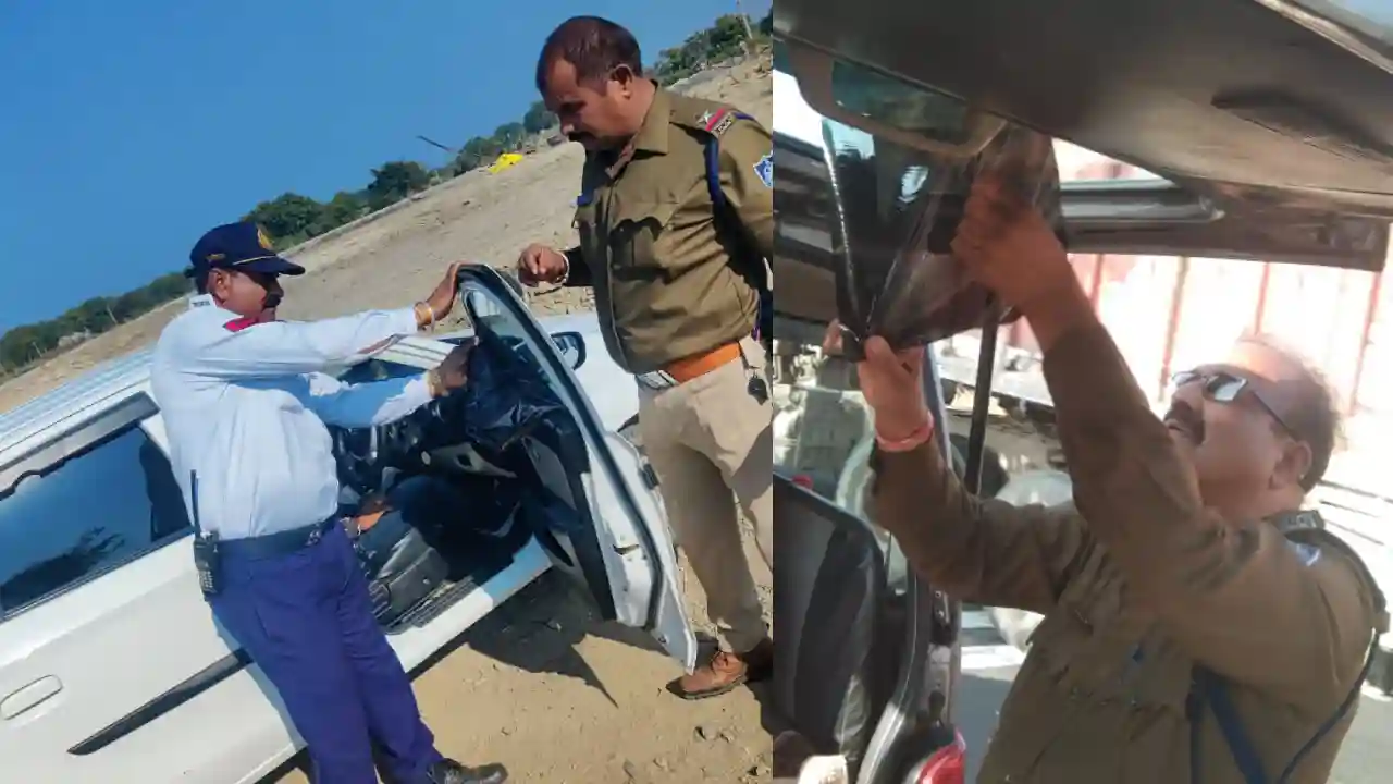 यातायात अमले द्वारा काले कांच की गाड़ियों पर लगातार की जा रही कार्रवाई
