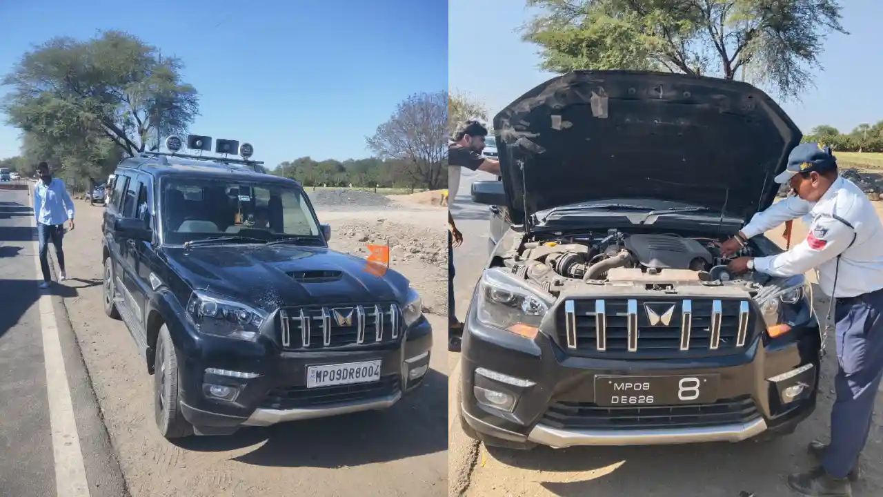 विशेष अभियान के तहत यातायात पुलिस द्वारा 08 वाहनों से उतरवाये हूटर/सायरन