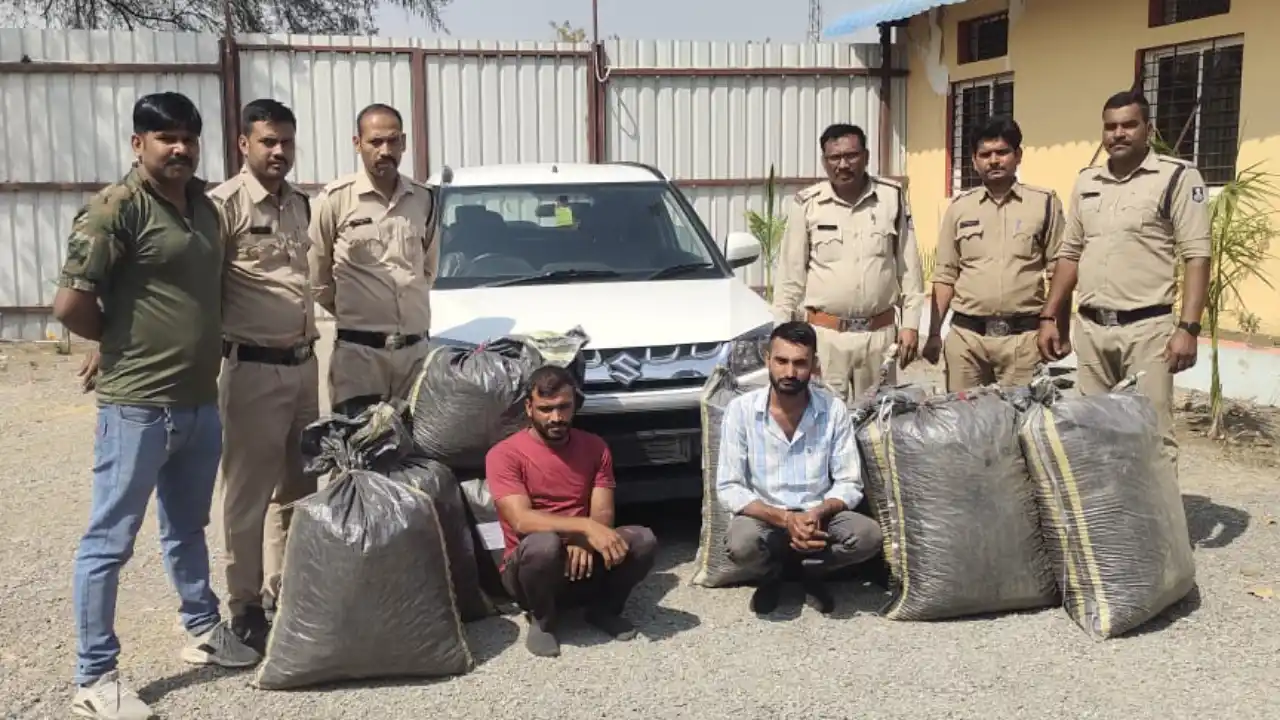 नयागाँव पुलिस को मिली सफलता, एक सफेद रंग की ब्रेजा कार से 191 किलोग्राम अवैध मादक पदार्थ डोडाचूरा सहित दो आरोपी गिरफ्तार