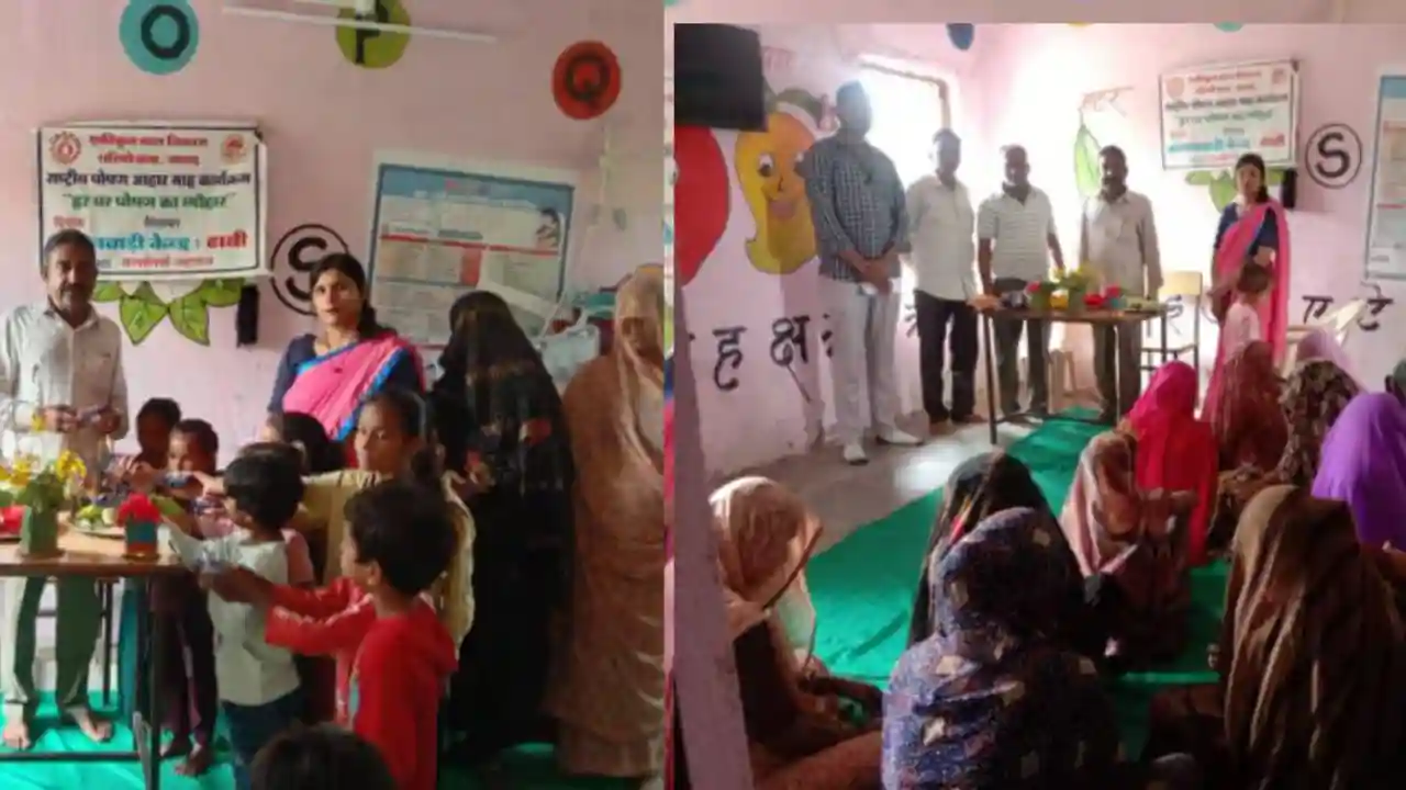 पोषण महा के अंतर्गत ढाबी आंगनवाड़ी केंद्र को सरपंच प्रतिनिधि ने लिया गोद
