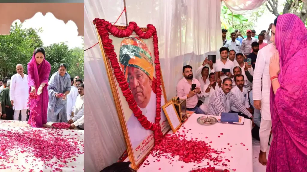 उपमुख्यमंत्री दिया कुमारी ने प्रतापगढ़ पहुंचकर पूर्व कैबिनेट मंत्री नंदलाल मीणा को श्रद्धांजलि दी