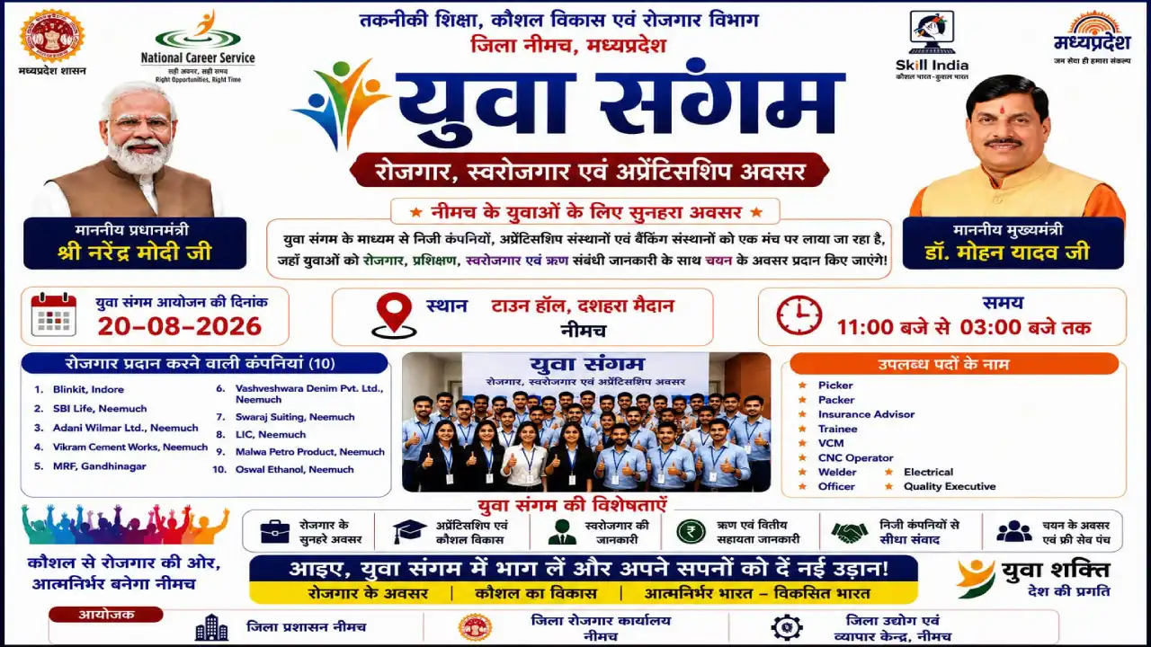 नीमच में 20 अगस्त को आयोजित होगा ‘युवा संगम’ कार्यक्रम